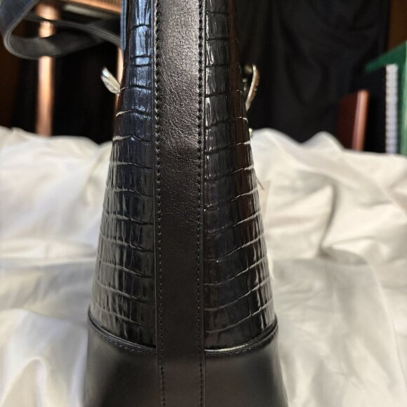 NWT,  Black Leather Shoulder Bag with Silver Embellishment. - Picture 4 of 7